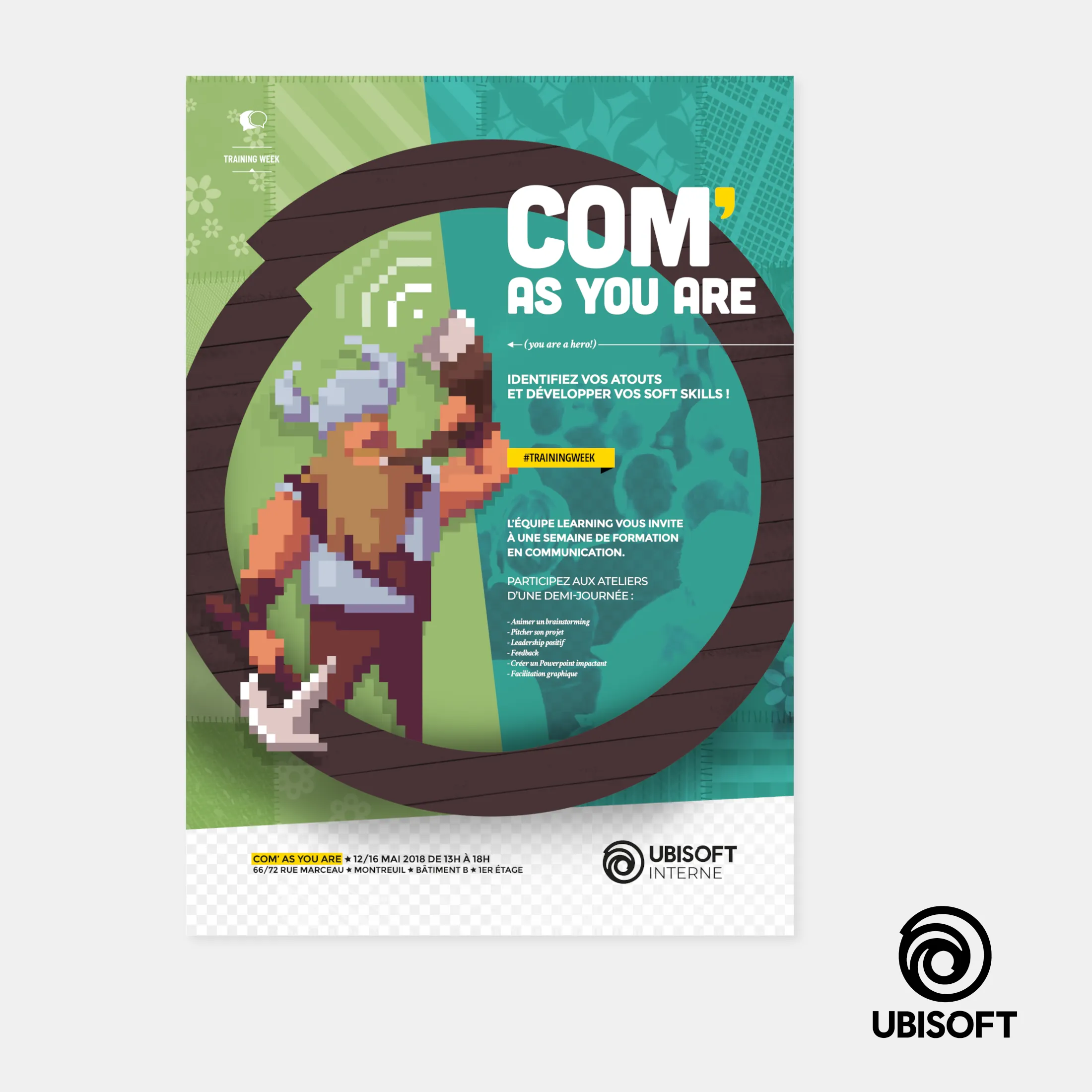 Affiche de communication interne pour la société Ubisoft